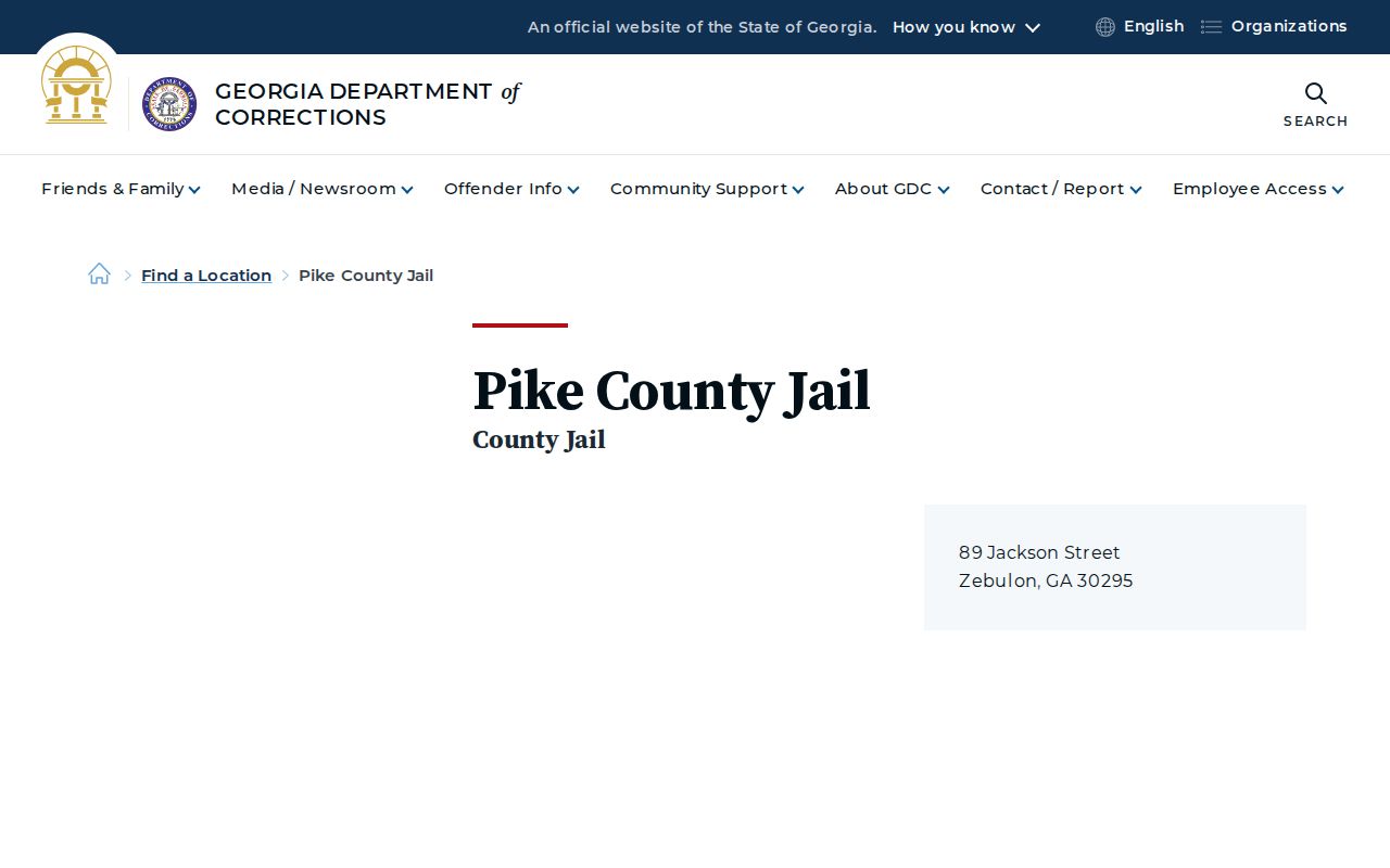 Pike County Jail release records facility listing